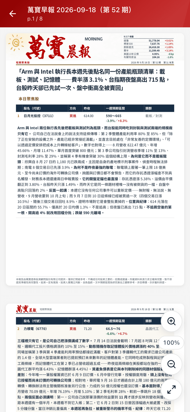 報告閱讀器：整份早報連續顯示，可縮放